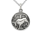 Sterling Silver Antiqued TAURUS Charm Astrology Zodiac Pendant Necklace with Chain